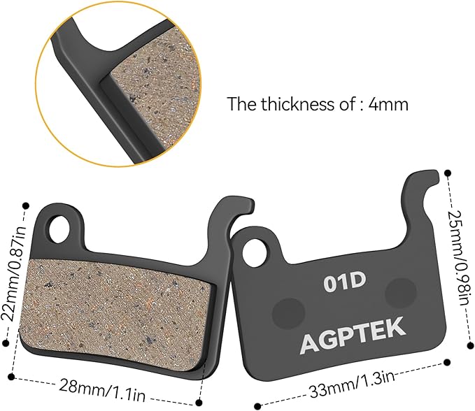 Bike Brake Pads, High-Performance Bicycle Brake Pad, 4 Pairs Semi-Metallic Bike