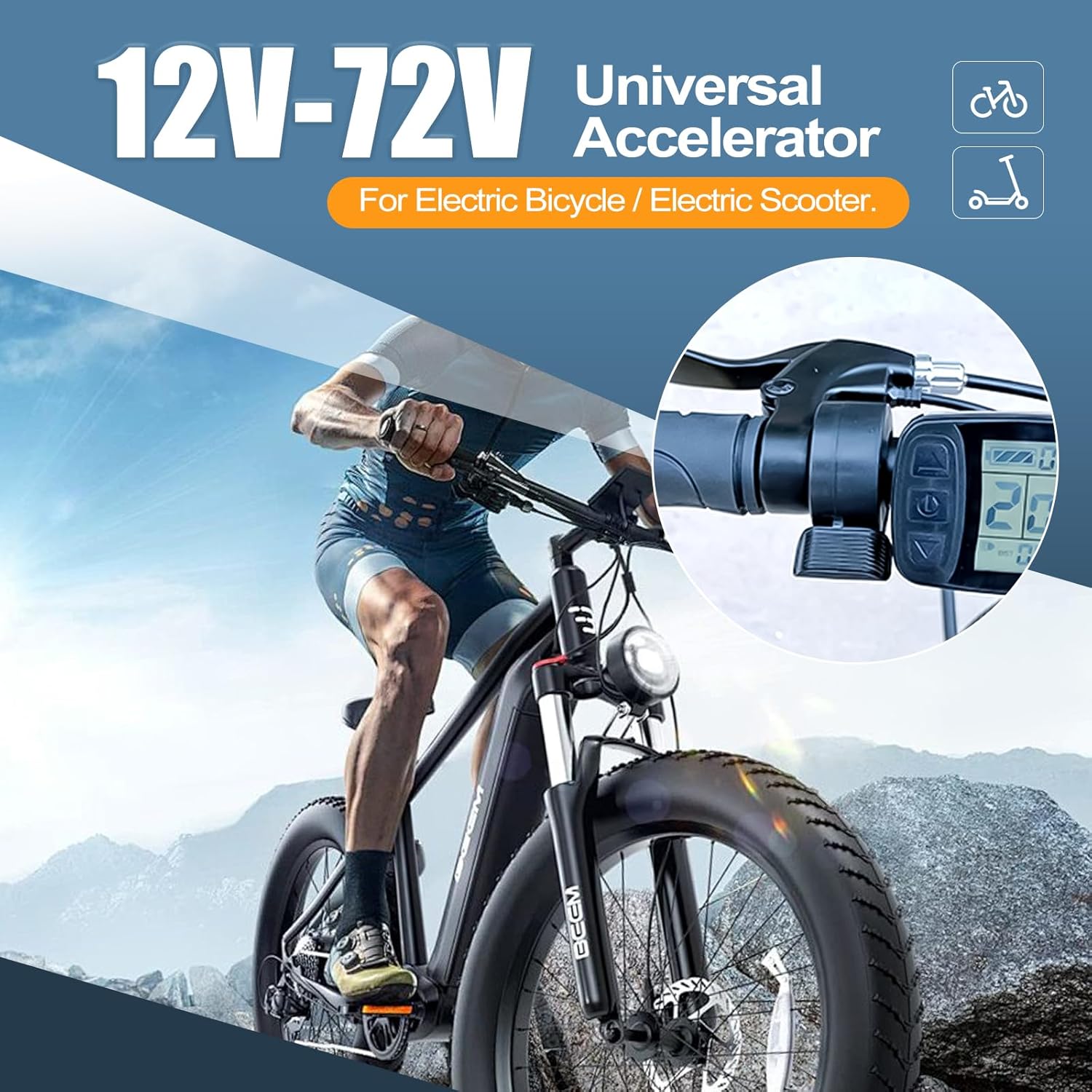 Thumb Throttle Ebike: Electric Scooter Throttle, Ebike Throttle, 7/8inch (22mm)