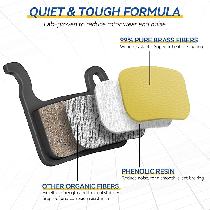 Bike Brake Pads, High-Performance Bicycle Brake Pad, 4 Pairs Semi-Metallic Bike