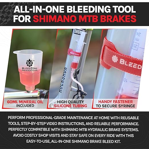 Shimano Brakes, Bike Hydraulic Brake Bleed Kit with 60ml Mineral Oil