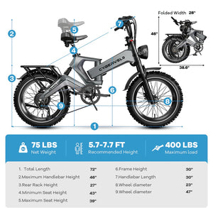 Cyber EK-6 PRO 48V25AH 40AH 100-120Miles 28MPH